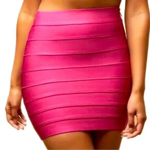 NWT Herve Leger x Forever 21 Bandage Mini Skirt Hot Pink Stretch M - Picture 2 of 6